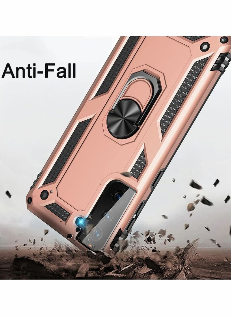 SYOSI Case for Galaxy S21 Fe 5G Protector Heavy Duty with Magnetic Ring Kickstand Anti-Fall Shockproof Bumper Cover FE Men Women Rose Gold - Image 4