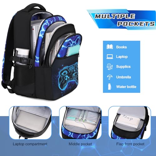 DIGOBAY Boys Backpack for School, 3PCS Cool Luminous Gamer Backpack for Boys with Lunch Box Pencil Case, Kids Backpacks Bookbag for Teen Boy Elementary Middle High School with USB Charging Port - Image 3