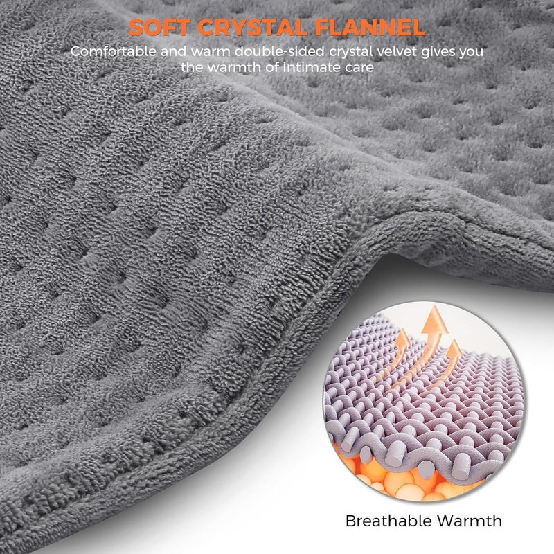 NOWWISH Heating Pad for Back Pain  Cramps Relief Moist Heat Pad for Neck  Shoulder Auto Shut Off Machine Washable Gifts for Men 12x 24 Grey - Image 5