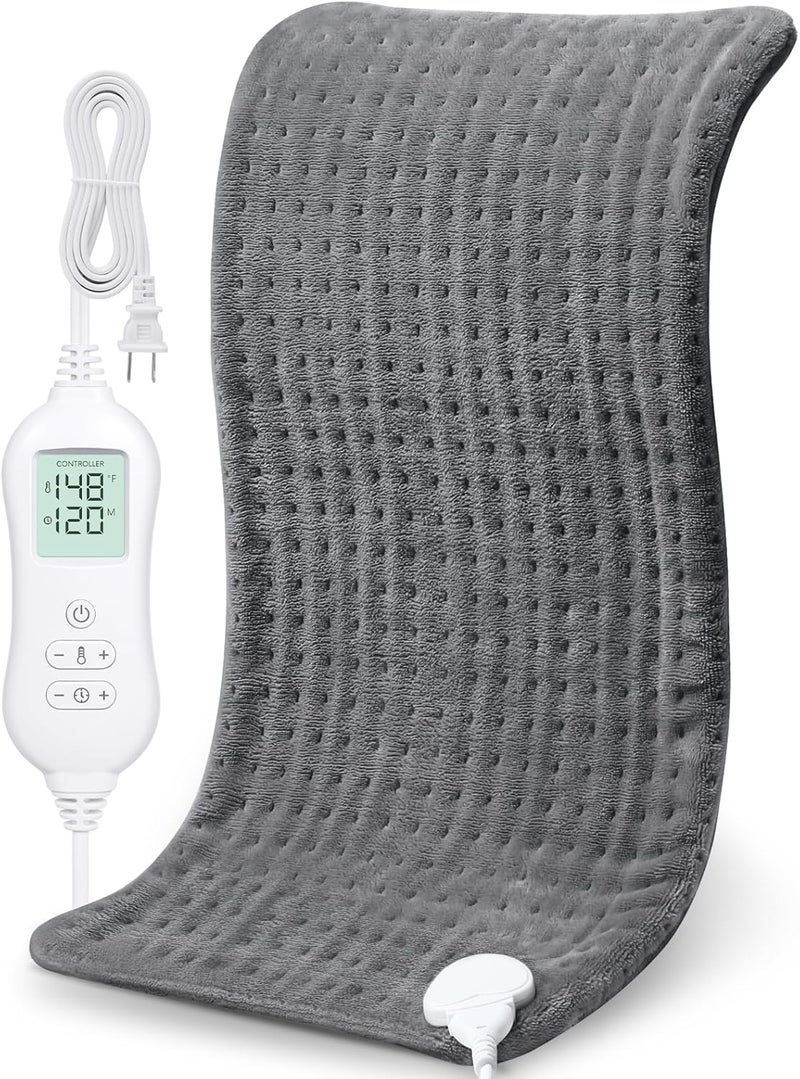 NOWWISH Heating Pad for Back Pain  Cramps Relief Moist Heat Pad for Neck  Shoulder Auto Shut Off Machine Washable Gifts for Men 12x 24 Grey - Image 1