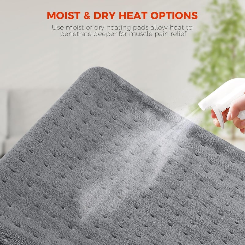 NOWWISH Heating Pad for Back Pain  Cramps Relief Moist Heat Pad for Neck  Shoulder Auto Shut Off Machine Washable Gifts for Men 12x 24 Grey - Image 2