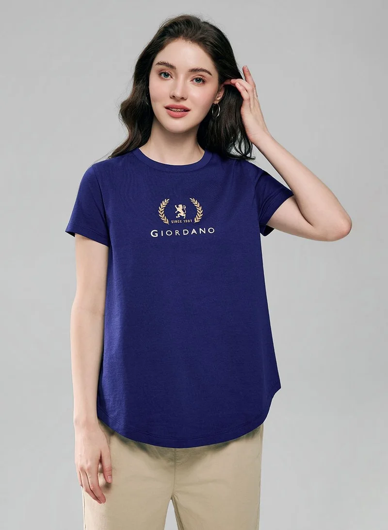 Giordano  Women’s Regular Fit Cotton Crew Neck Printed Tee for Women | Best Price UAE