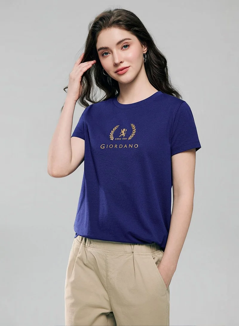 جيوردانو Women’s Regular Fit Cotton Crew Neck Printed Tee