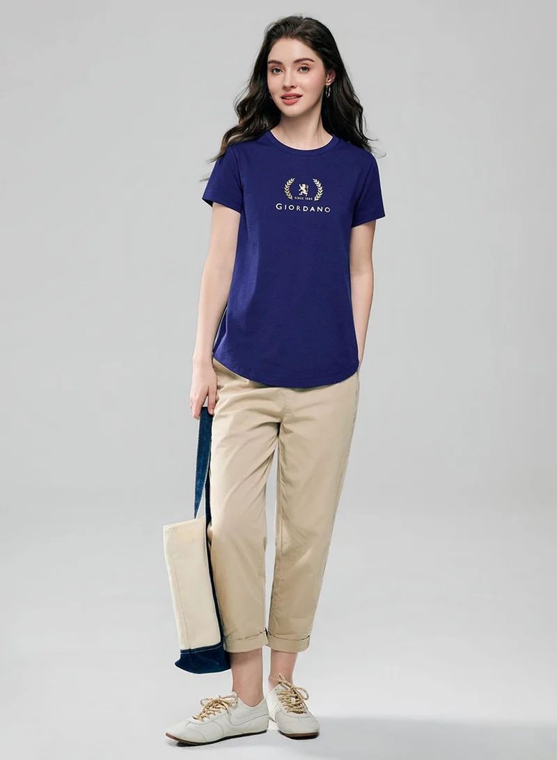 جيوردانو Women’s Regular Fit Cotton Crew Neck Printed Tee