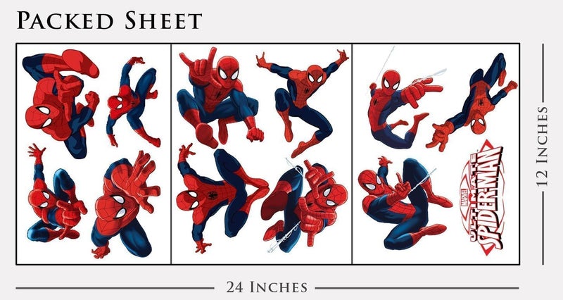 ARS Spiderman Sticker Pack for Kids Room Wall Décor, Peel and Stick Wall Decal for Ultimate Spider-man Party Decoration. size: 60 x 30 cm - Image 3