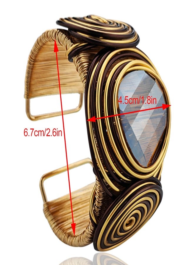 KOLODOGO Wide Cuff Chunky African Bracelets for Women Open Cuff Bangles Sparkly Rhinestone Wrist Cuff Bracelets as Jewelry Gift - Image 4