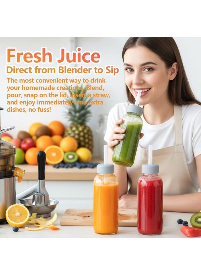 Zukro Glass Water Bottles with Lids 10.5 oz, Reusable Clear Juice Bottles With Stainless Steel Airtight Cap for Juicing, 100% Leak Proof Juice Drinking Jar for Ginger and Milk, BPA Free, Set of 16 - Image 2