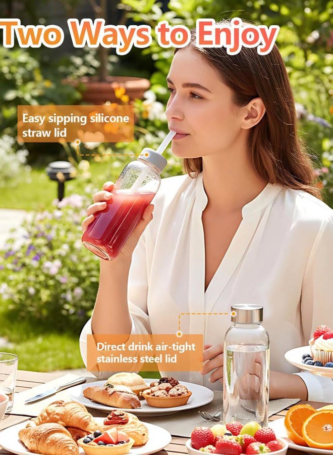 Zukro Glass Water Bottles with Lids 10.5 oz, Reusable Clear Juice Bottles With Stainless Steel Airtight Cap for Juicing, 100% Leak Proof Juice Drinking Jar for Ginger and Milk, BPA Free, Set of 16 - Image 4