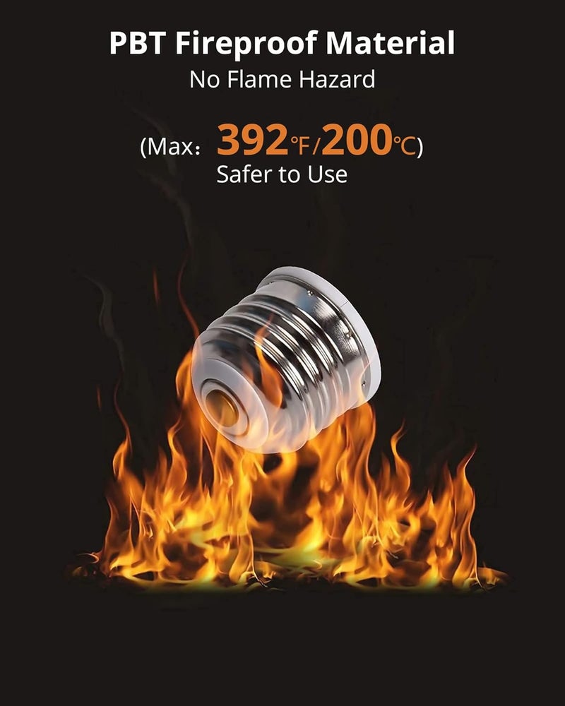 JACKYLED UL-Listed E26 to E12 Adapter, E27 to E12 Light Socket, Medium to Candelabra Screw Bulb Socket, Maximum Wattage 75W Heat Resistant No Fire Hazard, 6-Pack - Image 4