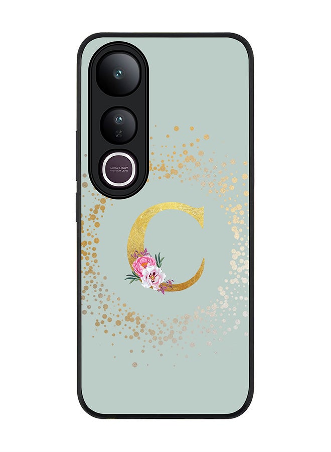 Stylizedd For vivo V50 Lite Case,Slim fit Camera Protection, Shockproof Thin Phone cover  - Custom Monogram Floral - C  (Light Grey )
