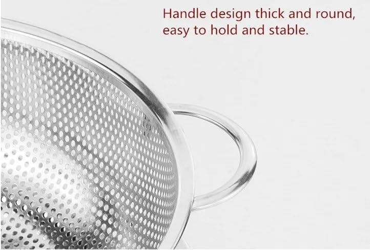 Onprix Multipurpose Stainless Steel Mesh Colander Strainer Drainer with Handle Tray and Lid for Rice Fruits Vegetable Noodles Pasta Beans Grains Washing Filter Basket - Image 5