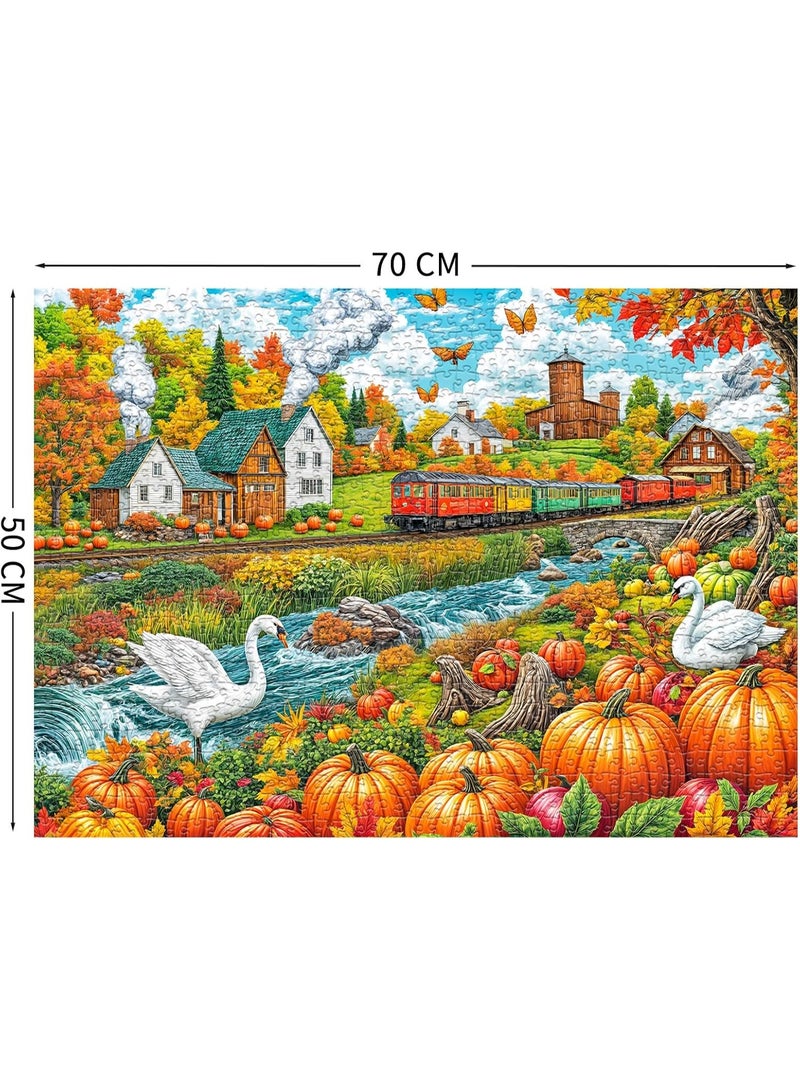 لغز مكون من 1000 قطعة، موضوع حصاد اليقطين الخريفي، لغز التحدي - Image 4