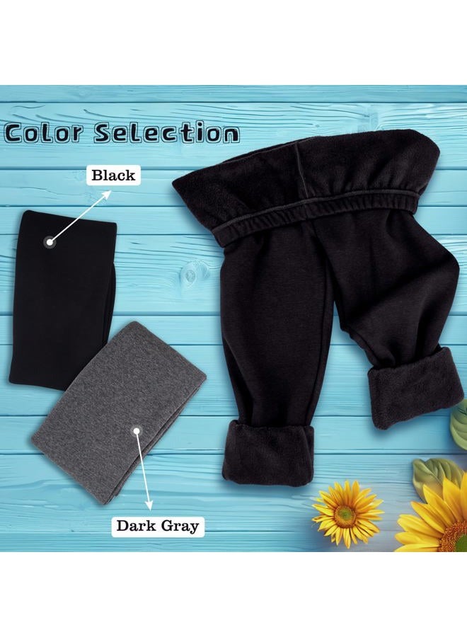 FEQO Girls Fleece Lined Leggings Thick Thermal Tights Full Length Pants Kids Winter Warm Leggings, Black, Dark Gray, 8-10 Years - Image 2