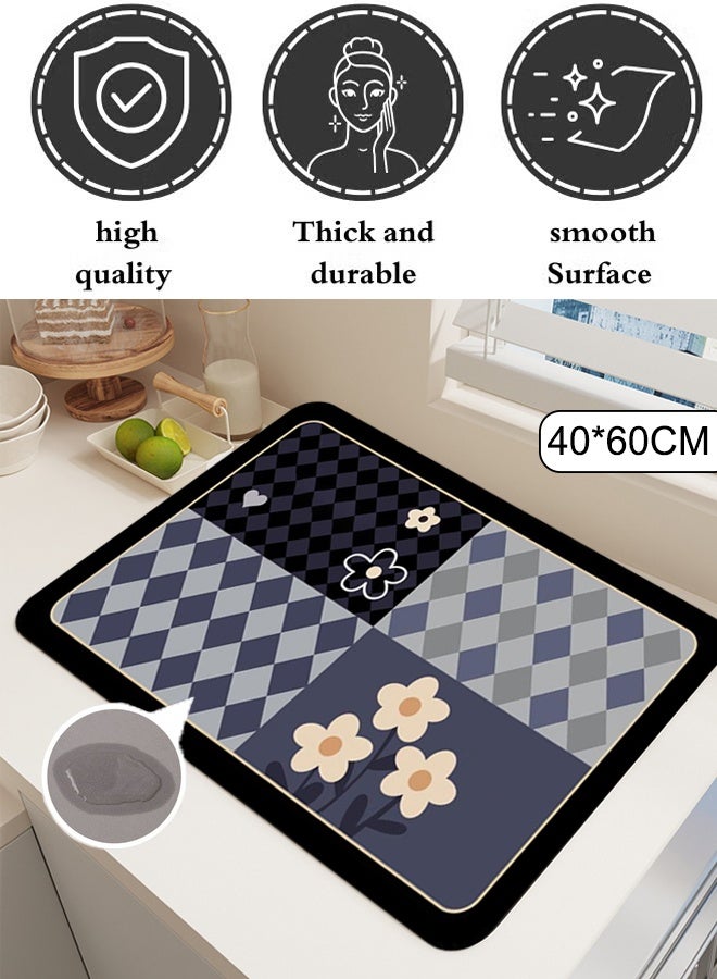 Drain Pad Coffee Mat Table Mat Quick-Drying Coffee Bar Mat  Hide Stain Absorbent Coffee Cup Mat Coffee Machine Drying Mat Non-Slip Rubber Bottom Coffee Mug Mat Coffee Bar Mat  Kitchen Mat For Coffee Corner, Kitchen Counter, Sink  - Image 1