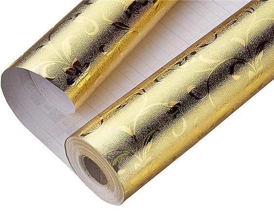 HAPPYMATES Wall Stickers for Kitchen Oil Proof and Waterproof Wallpaper for Kitchen, Kitchen Wall Stickers Heat Resistant Aluminium Stickers fire Proof Sheets (60 X 200 Cm, Jasmine Gold) - Image 3