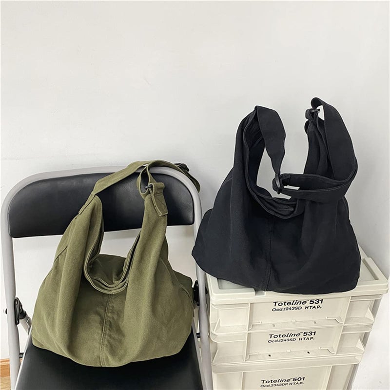GAXOS Aesthetic Cute Messenger Bag for School Vintage Black Canvas Crossbody for Women Shoulder Laptop Bag - Image 5