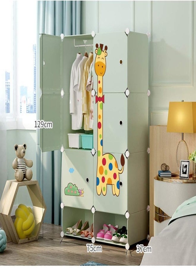 ELINDOR Kids Plastic Wardrobe for Clothes, Foldable Plastic Almirah for Clothe, Collapsible Wardrobe for Storage, Baby Cupboard for Clothes, Storage Rack for Kids - (Blue, 6 Door) (Green, 6 Door) - Image 2
