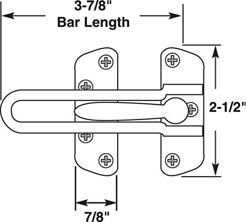 Defender Security Prime-Line U 10308 Diecast Security Swing Bar Lock for Hinged Swing-In Doors, 3-7/8 Inch Bar Length by 2-1/2 Inch Height, Satin Nickel (1 Set) - Image 2