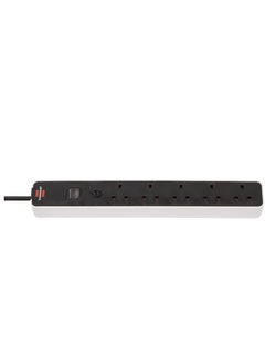 Brennenstuhl Brennenstuhl Ecolor 5-way extension lead white/black (Power Strip 5-way with 1,5 m cable, safety fuse button and On/Off switch, 90° angle of sockets)  - Image 1