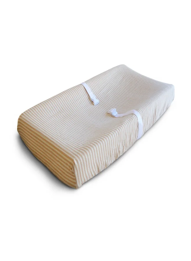 mushie Changing Pad Cover Natural Stripe