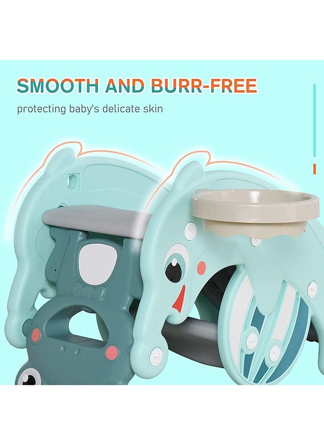FULL JOY Multifunctional Foldable Frog  Rocking Chair Toy with  Dolphin Baby Slide And Basket Ball Stand  - Image 4