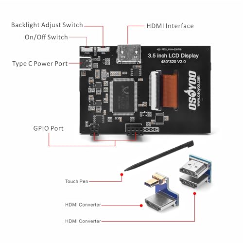 OSOYOO 3.5inch Touch Screen LCD Display HDMI Monitor for RPI with Stylus Pen and Protective Case Support Raspberry Pi 5 4 2GB / 4GB / 8GB 2 3 Model B B+ - Image 3