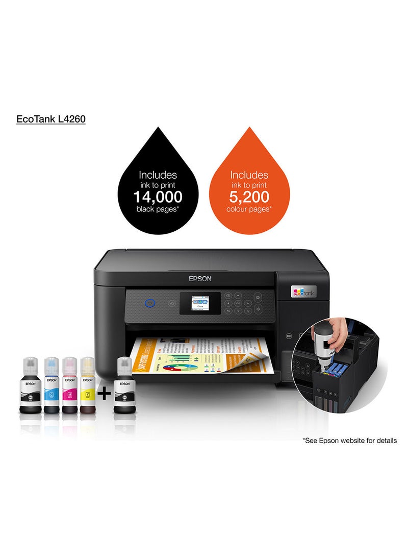 EPSON Ecotank L4260 Home Ink Tank Printer Double-Sided A4 Colour 3-In-1 With Wi-Fi Direct, Smart Panel Connectivity And Lcd Screen Black - Image 5