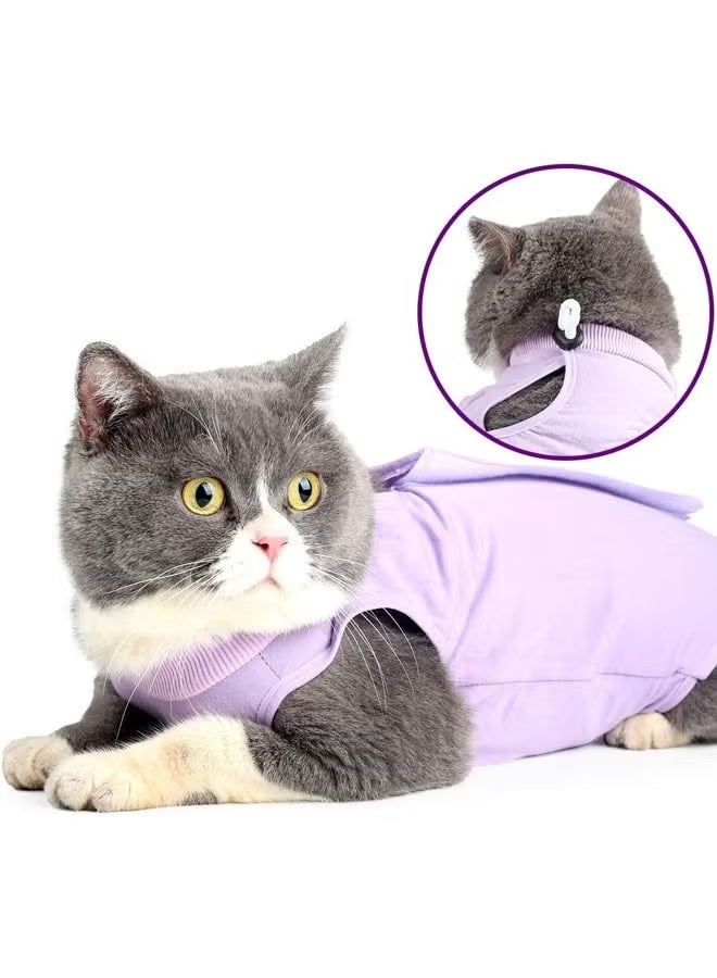 Professional Recovery Clothing For Cats With Abdominal Wounds or Dermatoses. Replacement Electronic Collars For Cats and Dogs. Post-Surgery Clothes and Pajamas Sets, Size M Purple. - Image 1