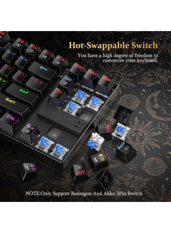 Mechanical Gaming Keyboard RGB LED Backlit Wired With Anti-Dust Proof Switches For Windows PC (Black 87 Key Red Switches) - Image 4