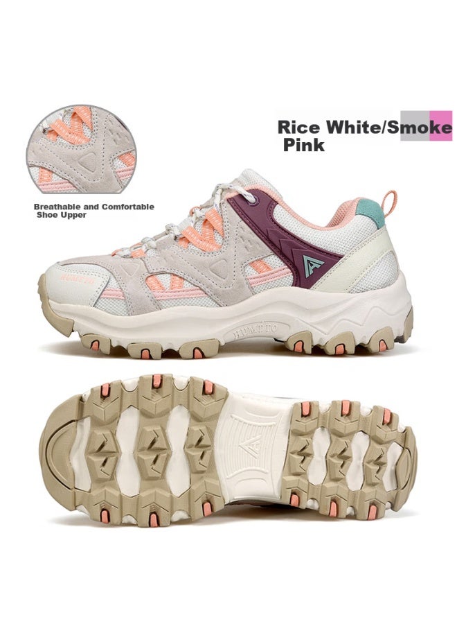 HUMTTO Humtto Women's Outdoor Mountaineering Shoes Lightweight Comfortable Hiking Shoes Professional Anti-slip Climbing Shoes White/pink 40 - Image 3