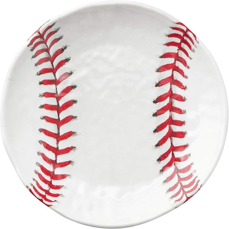 UP UPware Baseball Melamine Round Dessert Plates Small Serving Plates for Appetizer Snacks and Side Dishes White 6 Inch Set of 4 - Image 2