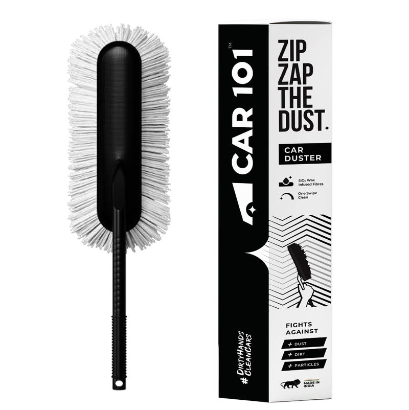 CAR101 Zip Zap Car Duster | Ceramic Wax Infused | Scratch-Free Cleaning | Easy Grip Handle | Premium Car Cleaning Tool | Effortless Dust Removal for Car & Bike - Image 1