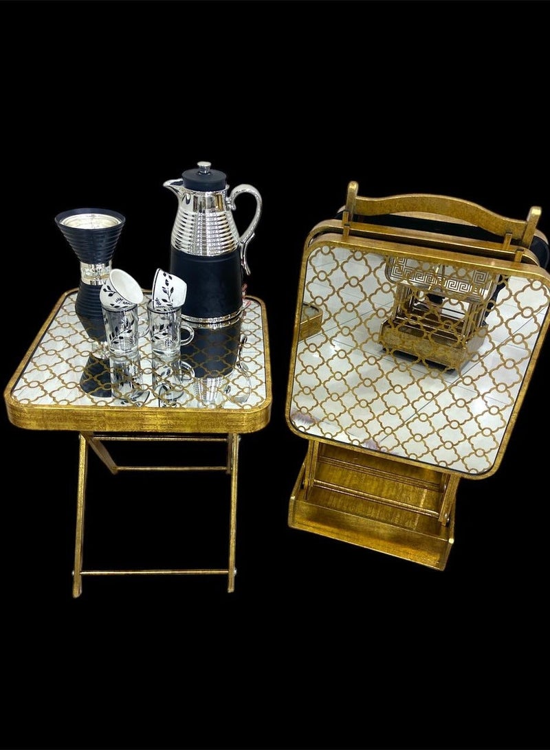 AL KHALDIYA 4-piece transparent foldable side service tables for an elegant and ideal home, suitable for serving - Image 2