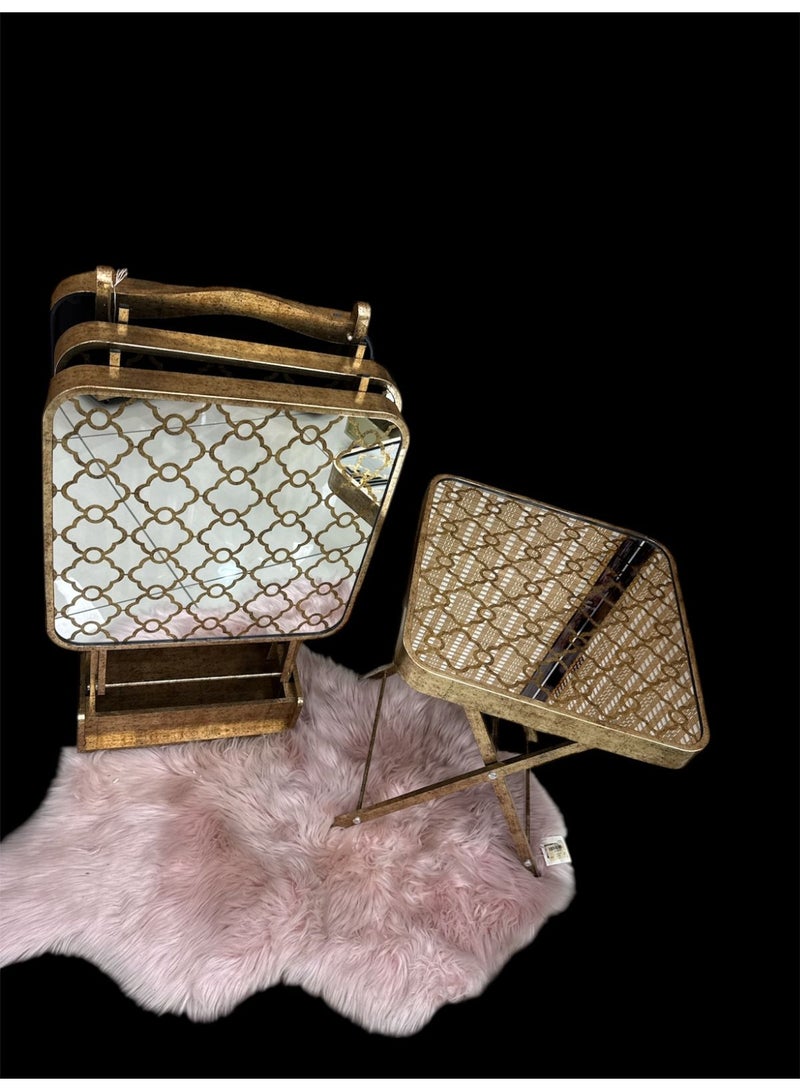 AL KHALDIYA 4-piece transparent foldable side service tables for an elegant and ideal home, suitable for serving - Image 3