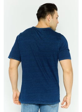 Project Essentials Men Crew Neck Short Sleeve Solid T Shirt, Navy  - Image 4