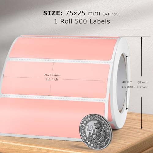 FINDAT Pink Thermal Labels 1 × 3 Inch Vinyl Rectangular Waterproof Direct Printer Sticker Self-Adhesive Perforated Postage Tag for Logo DIY Barcodes UPC Office Address 500 PCS - Image 5