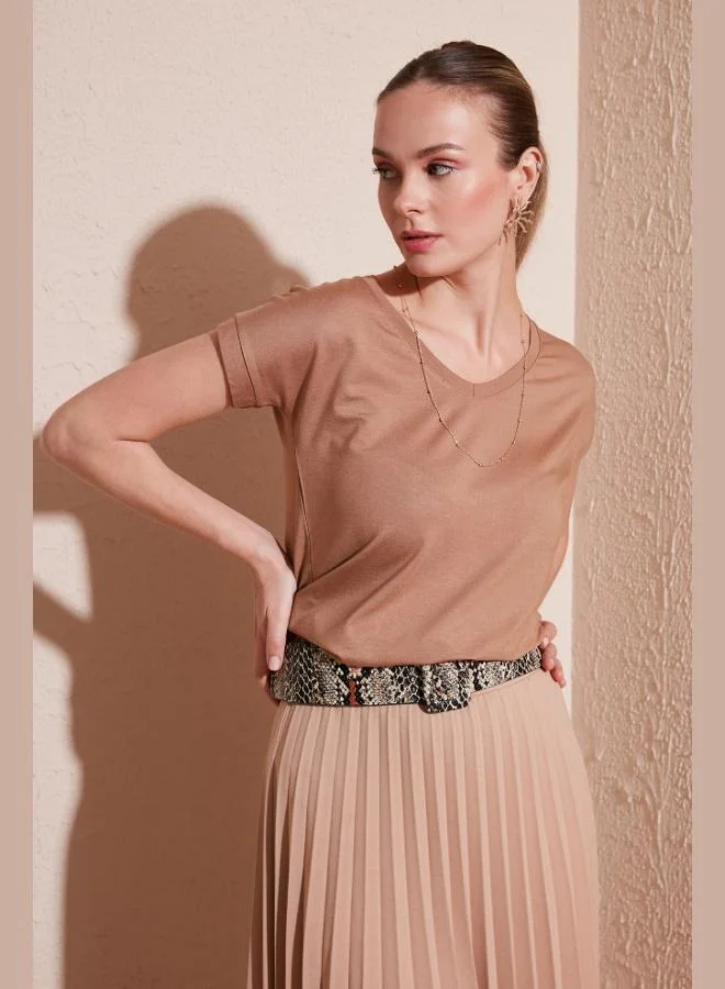 Lela Lela V-Neck Relaxed Fit Blouse with Slit, Women's Blouse 5862000