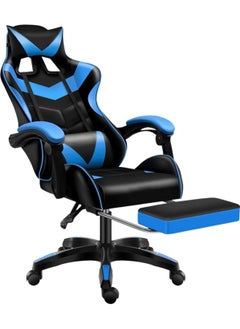 Huitich Ergonomic Gaming Chair Heavy Duty Office Throne with Headrest Armrest and Footrest Blue  - Image 1