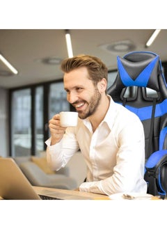 Huitich Ergonomic Gaming Chair Heavy Duty Office Throne with Headrest Armrest and Footrest Blue  - Image 4