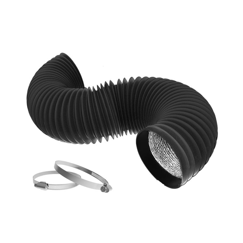 HYDROWE Dryer Vent Hose Flexible 4 Inch 8 Feet PVC Aluminum Foil Ducting Insulated Dryer Vent Hose for HVAC Ventilation with 2 Clamps 4in 8ft