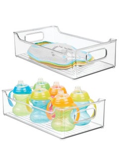 mDesign Plastic Baby Food Storage Organizer Bin with Handles, 4 Pack, Clear