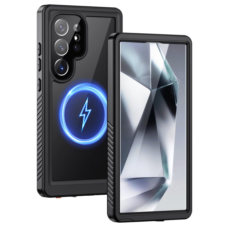 Lanhiem Magnetic for Samsung Galaxy S24 Ultra Case, IP68 Waterproof Dustproof, Built-in Screen Protector, Rugged Full Body Shockproof Cover for Galaxy S24 Ultra 5G 6.8 Inch, Black/Clear - Image 1