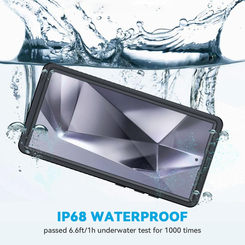 Lanhiem Magnetic for Samsung Galaxy S24 Ultra Case, IP68 Waterproof Dustproof, Built-in Screen Protector, Rugged Full Body Shockproof Cover for Galaxy S24 Ultra 5G 6.8 Inch, Black/Clear - Image 2