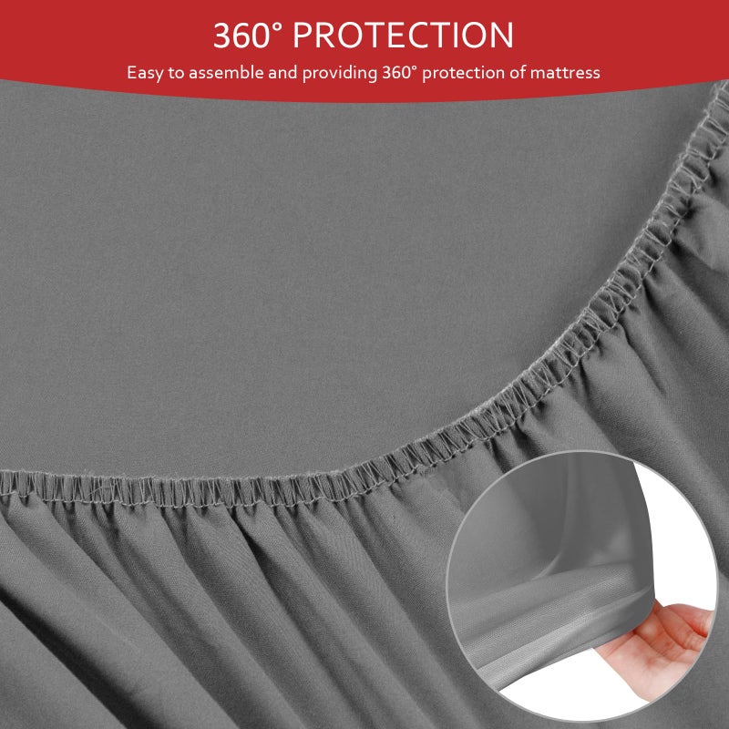Moonsea Twin Fitted Sheets 2 Pack Only, Mattress Up to 14 Inches Deep Pocket, Ultra Soft and Breathable Twin Bed Sheets, Long Lasting Single Fitted Sheets, Grey and White - Image 3