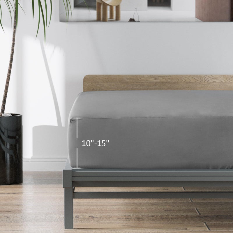 Moonsea Twin Fitted Sheets 2 Pack Only, Mattress Up to 14 Inches Deep Pocket, Ultra Soft and Breathable Twin Bed Sheets, Long Lasting Single Fitted Sheets, Grey and White - Image 4