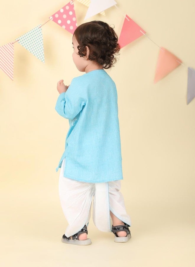 Fabindia Blue Cotton Chikankari 2pc Dhoti Set - Image 4