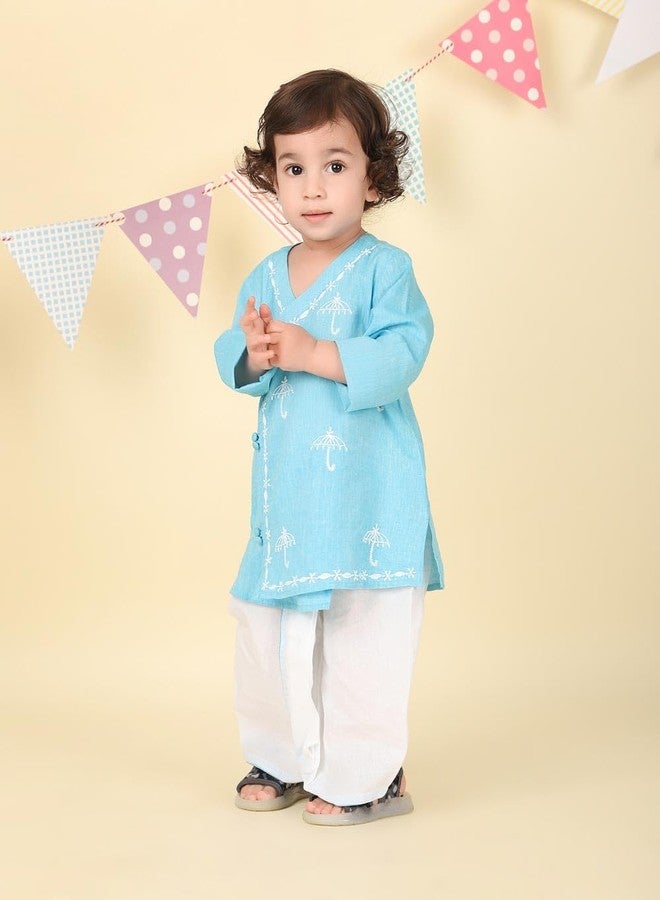 Fabindia Blue Cotton Chikankari 2pc Dhoti Set - Image 3