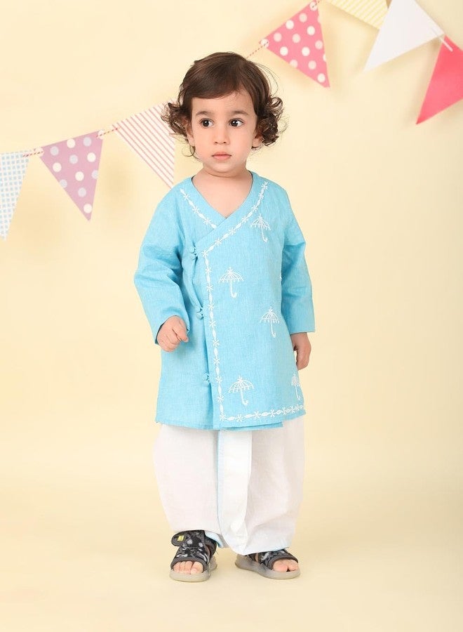 Fabindia Blue Cotton Chikankari 2pc Dhoti Set - Image 2