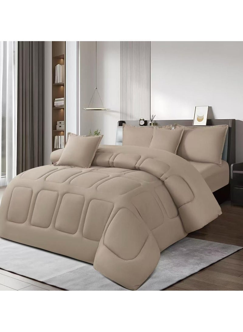 مون مفرش سرير (نفرين) فندقي سادة  6قطع مقاس 230×250سم