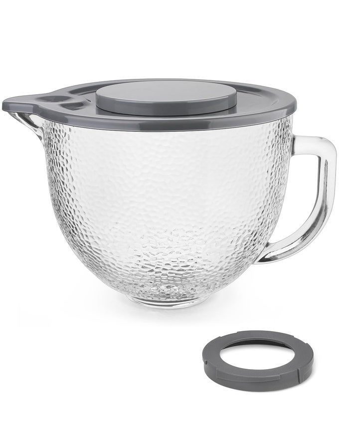 HAMMERED GLASS MIXING BOWL 5 QT MIXING BOWL FOR KITCHENAID 45 AND 5 QUART TILTHEAD STAND MIXERS STAND MIXER 5 QUART FITS ARTISAN KSM150 RRK150 KSM100 K45SS KSM90 KSM95 K45 KSM110 5KSM125